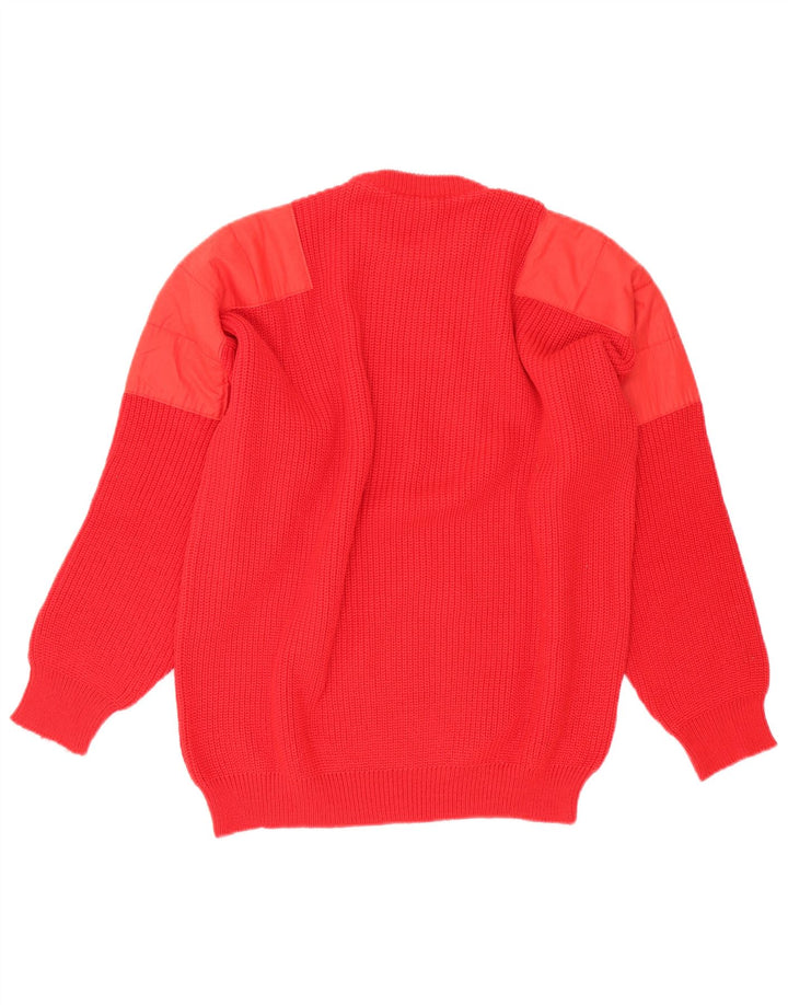 Vintage Herren-Pullover mit Rundhalsausschnitt, mittelrote Wolle