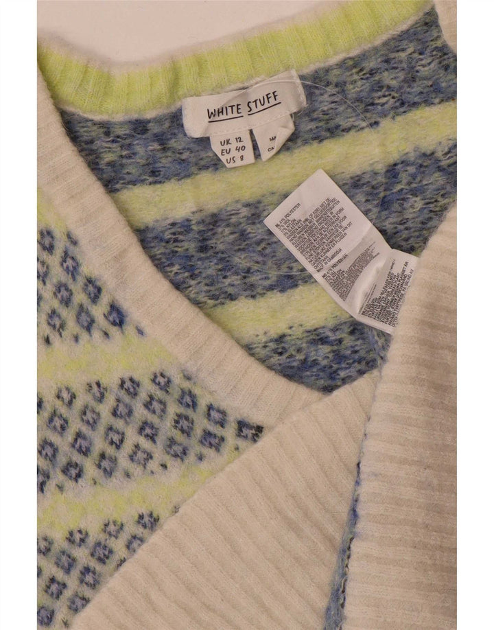 White Stuff Damen-Pullover mit V-Ausschnitt, UK 12, mittelmehrfarbig gestreift