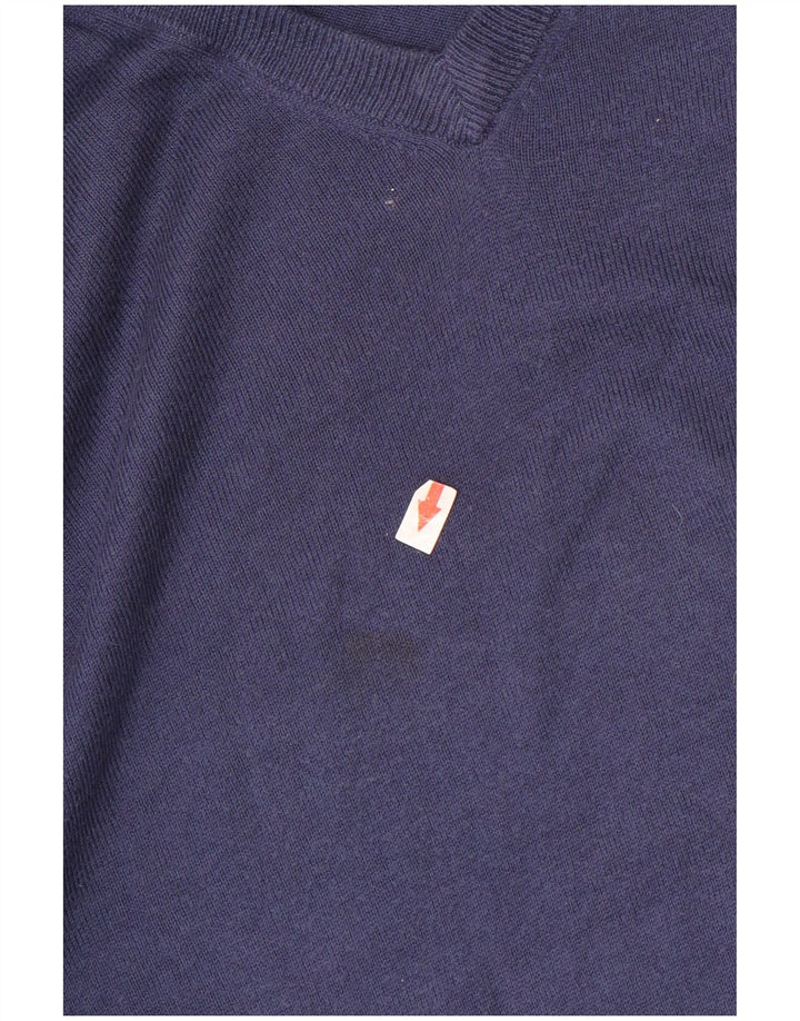 Gas Herren-Pullover mit V-Ausschnitt, groß, aus blauer Baumwolle