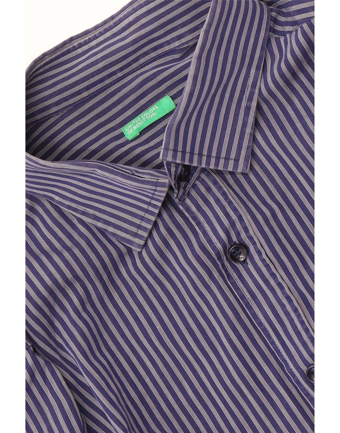 BENETTON Herren-Hemd, mittelgroß, marineblau, Nadelstreifen