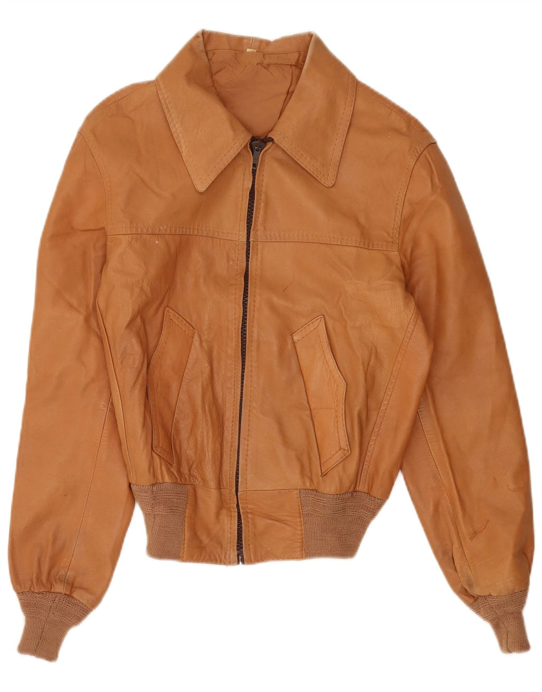 Vintage Damen Lederjacke IT 50 XL Beige