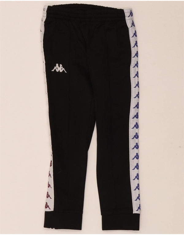 KAPPA Boys Graphic Tracksuit Trousers Joggers 5-6 Years  Black Colourblock