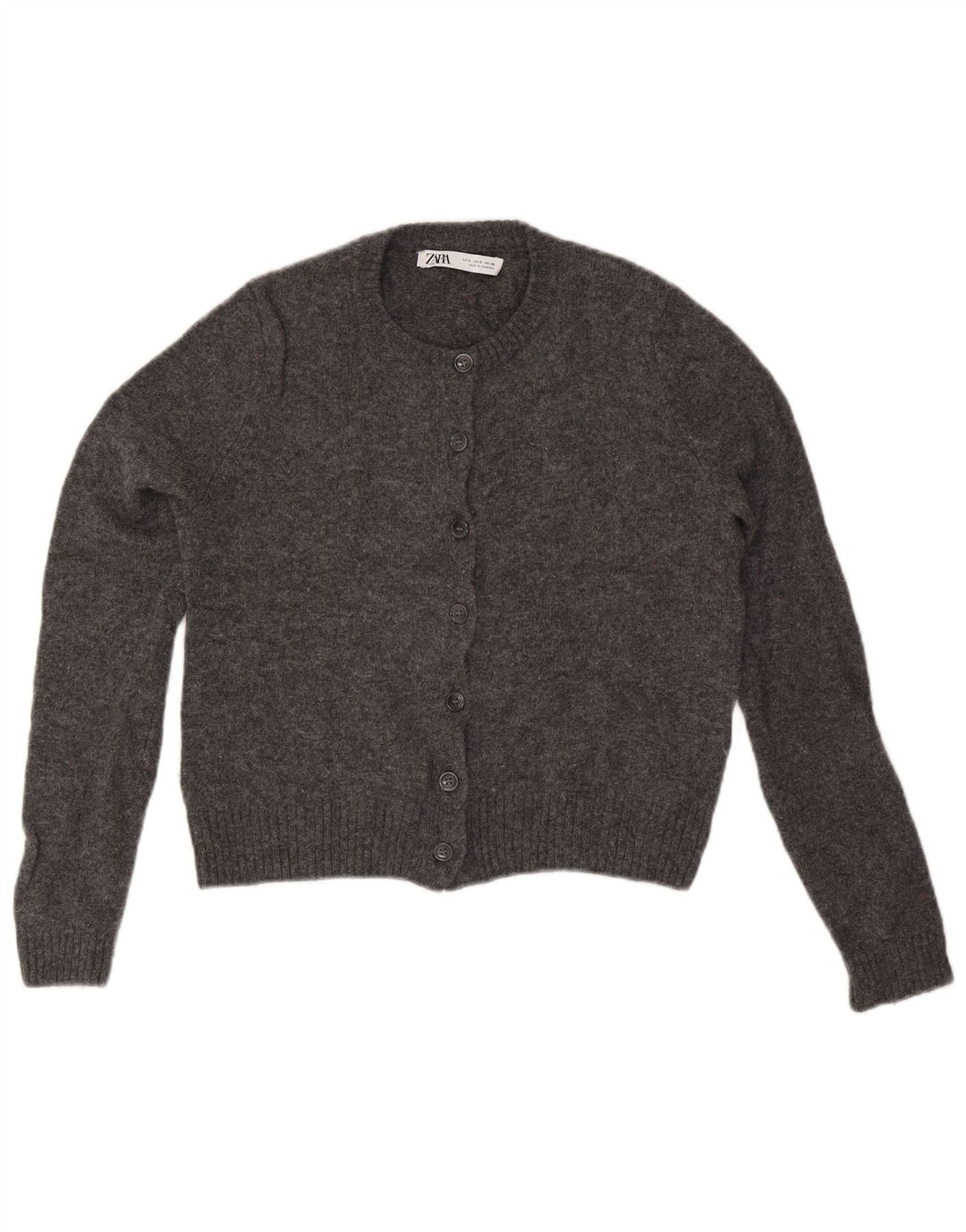 Zara Damen-Cardigan-Pullover UK 10 Kleine graue Wolle
