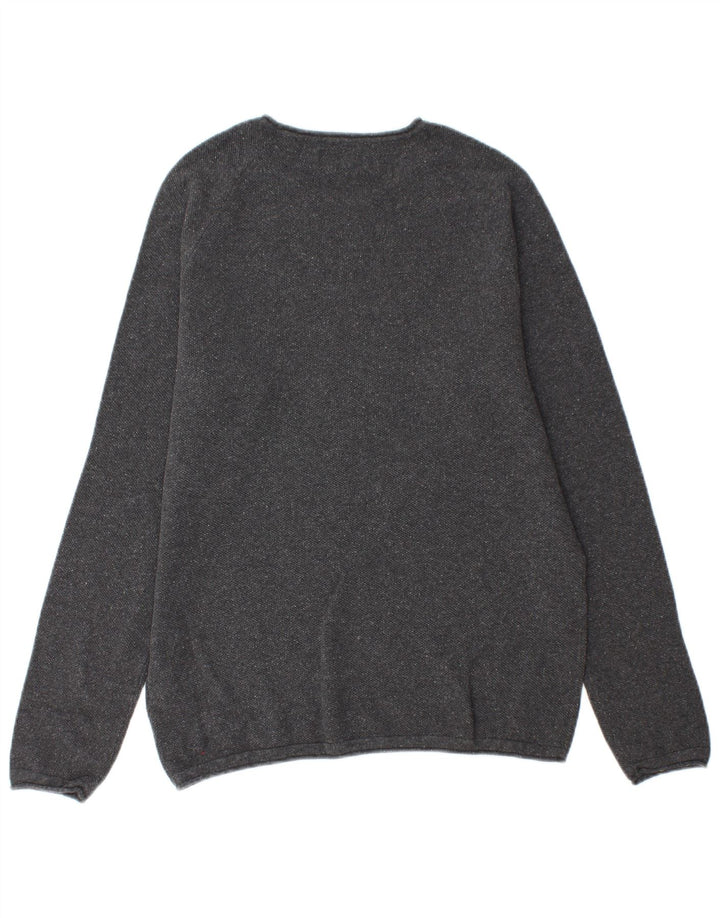 Jack & Jones Herren-Pullover mit Rundhalsausschnitt, mittelgraue Baumwolle