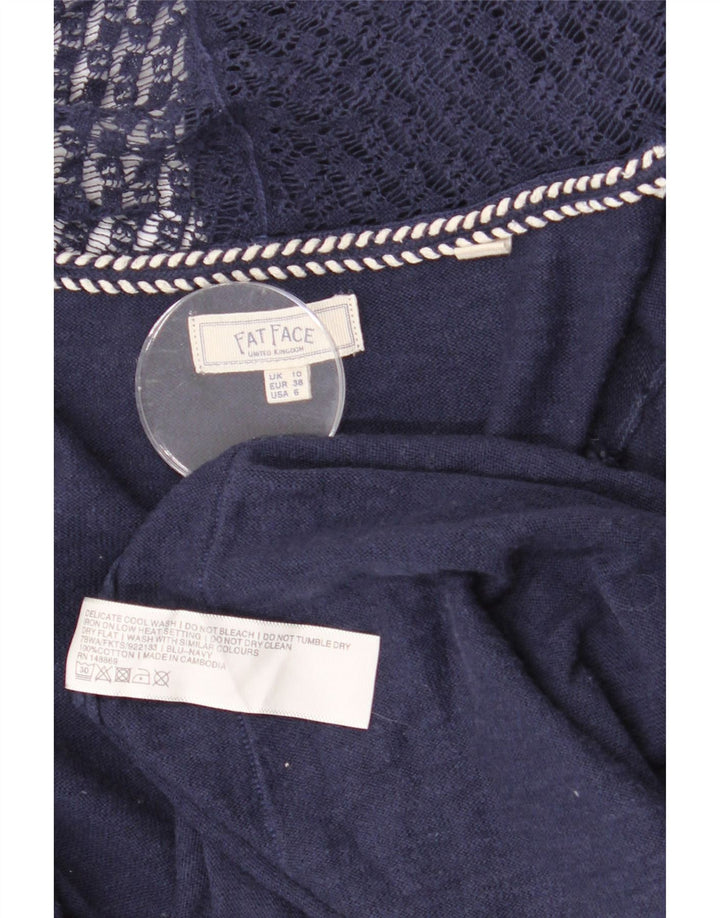 FAT FACE Offener Damen-Cardigan-Pullover, Gr. 10, Größe S, Marineblau, Baumwolle