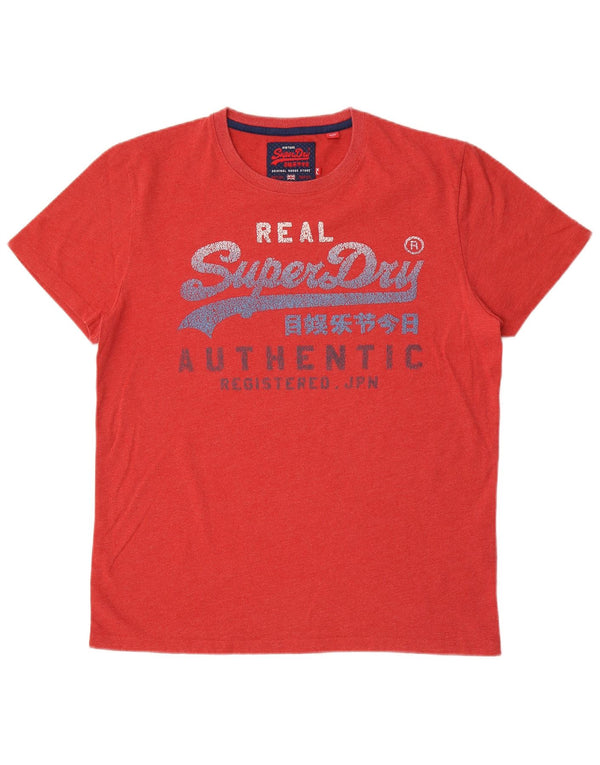 Superdry Herren Grafik-T-Shirt-Oberteil XL aus roter Baumwolle