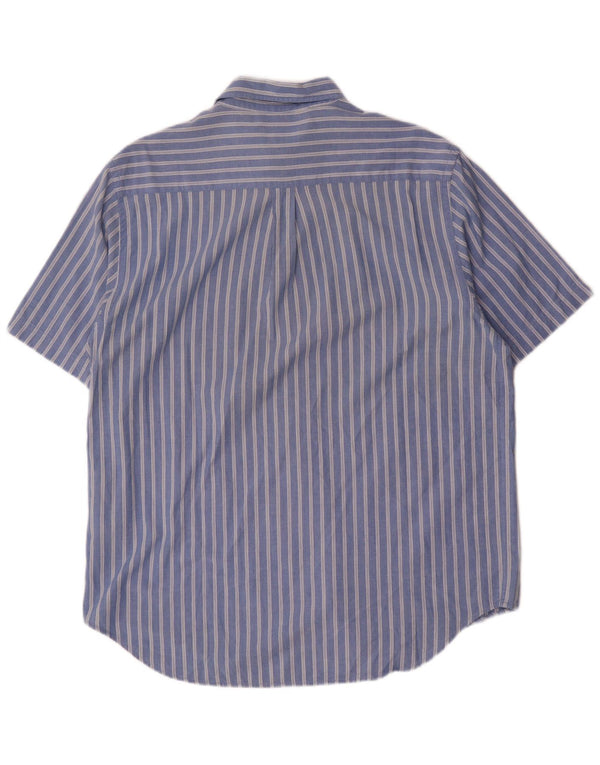 Kappa Herren-Kurzarmhemd, groß, blaue Nadelstreifen-Baumwolle