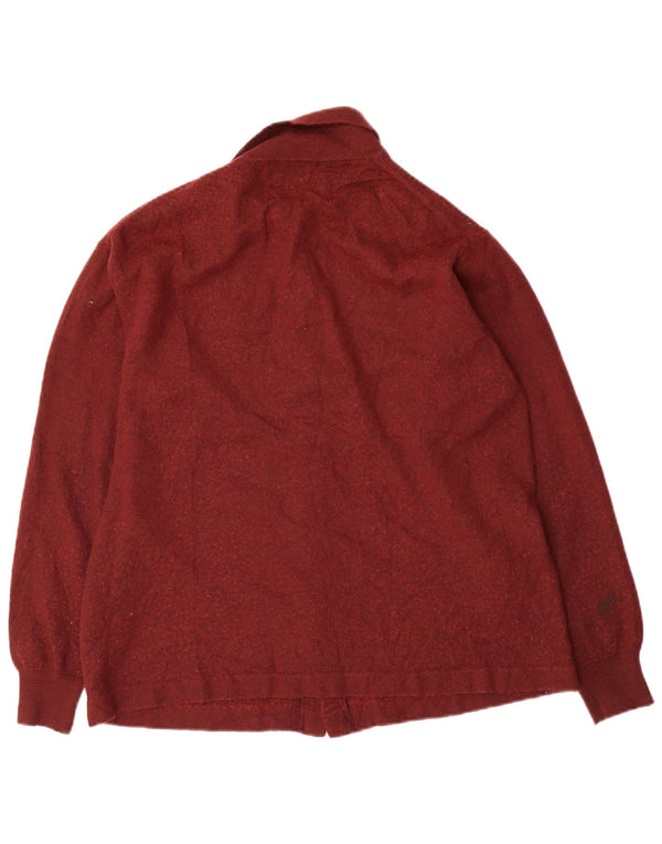 Zara Mens Cardigan Sweater Large Maroon Wool