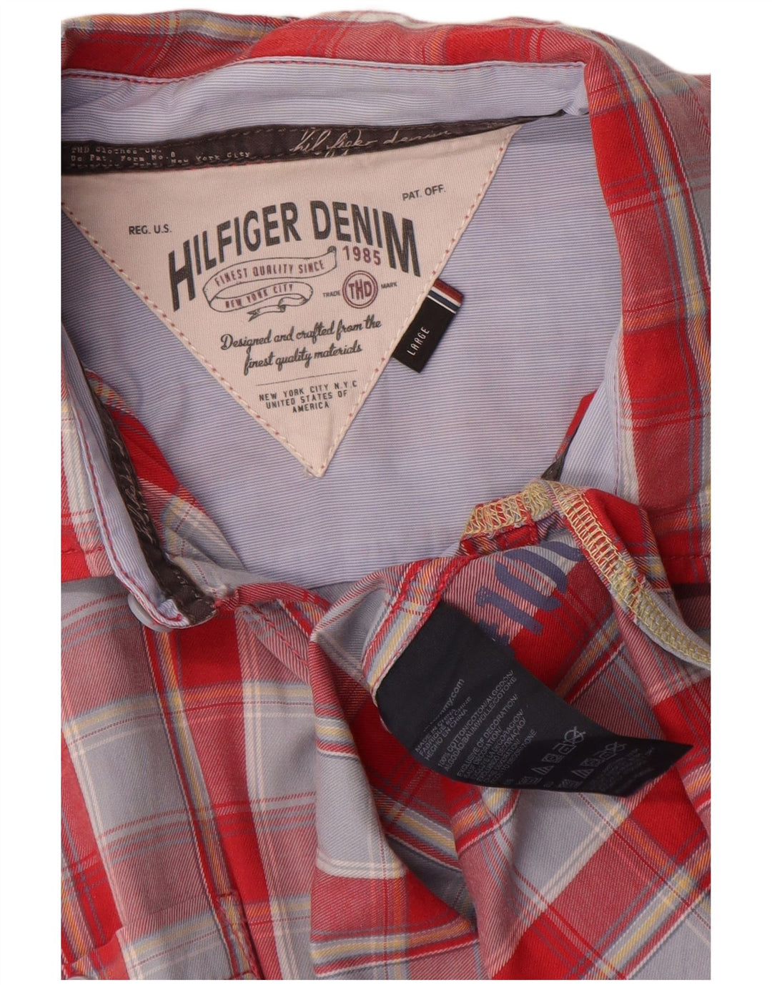 Tommy Hilfiger Herren-Kurzarmhemd, groß, rot kariert, Baumwolle