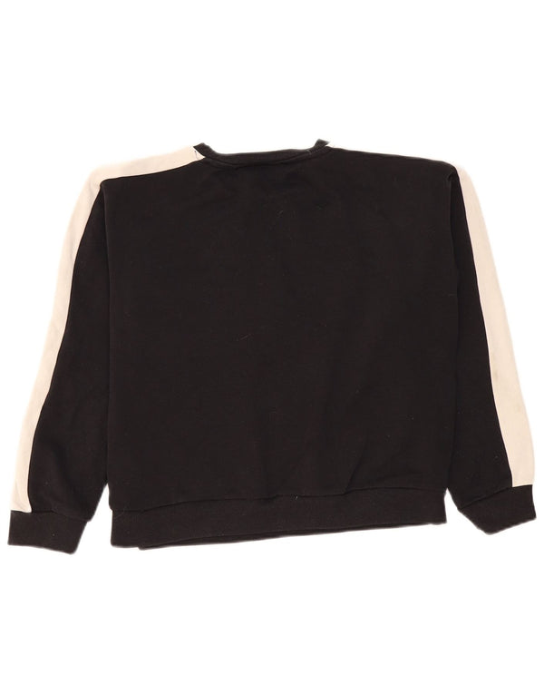 Fila Damen Crop Graphic Sweatshirt Pullover UK 16 Large Schwarz Colourblock