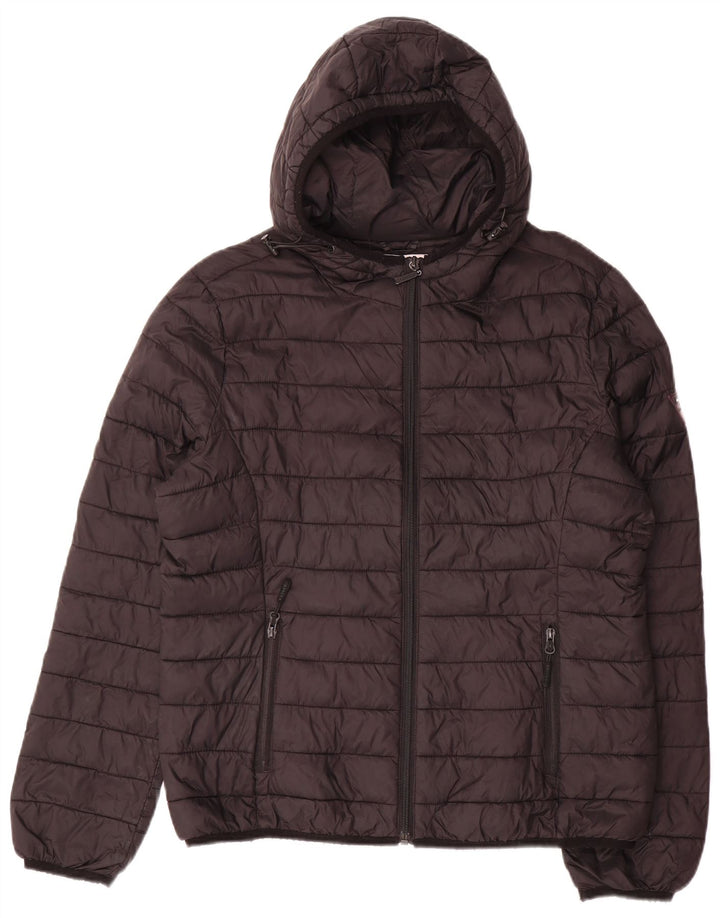 Carrera Wattierte Damenjacke mit Kapuze, UK 16, großes schwarzes Nylon