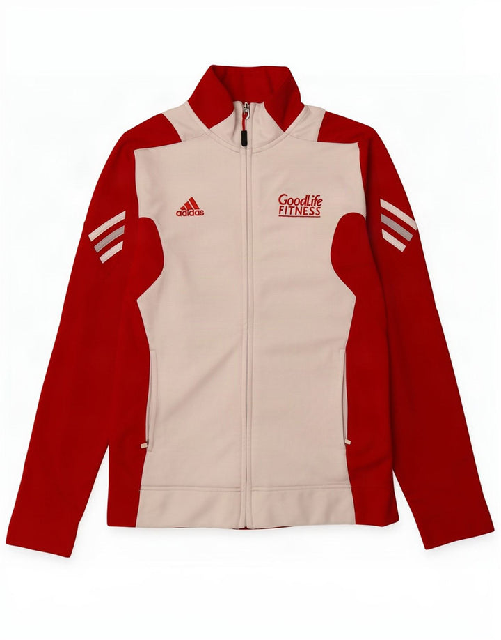 Adidas Damen-Trainingsanzug-Top-Jacke, UK 10, klein, rotes Farbblock-Polyester