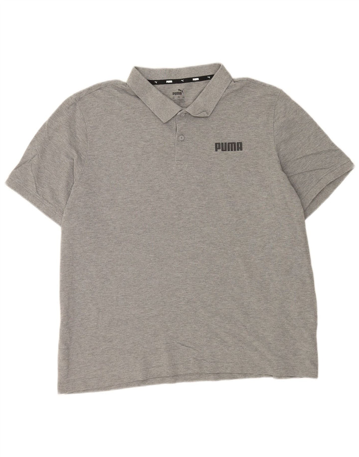 Puma Herren Poloshirt 2XL Grau gefleckte Baumwolle
