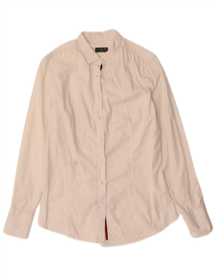 Fred Perry Damen Hemd UK 12 Medium Weiß