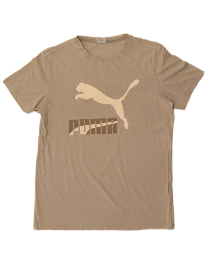 Puma Herren Grafik-T-Shirt-Oberteil aus mittelgrauer Baumwolle