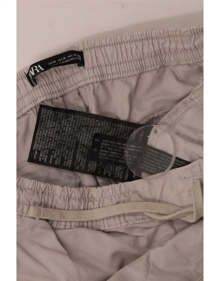 Zara Herren-Jogginghose, Cargohose, Größe M, W31, L28, Grau, Baumwolle