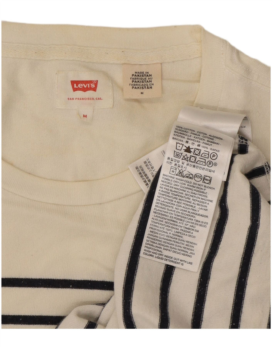 Levi's Herren-Oberteil, langärmelig, mittelweiß, gestreift, Baumwolle