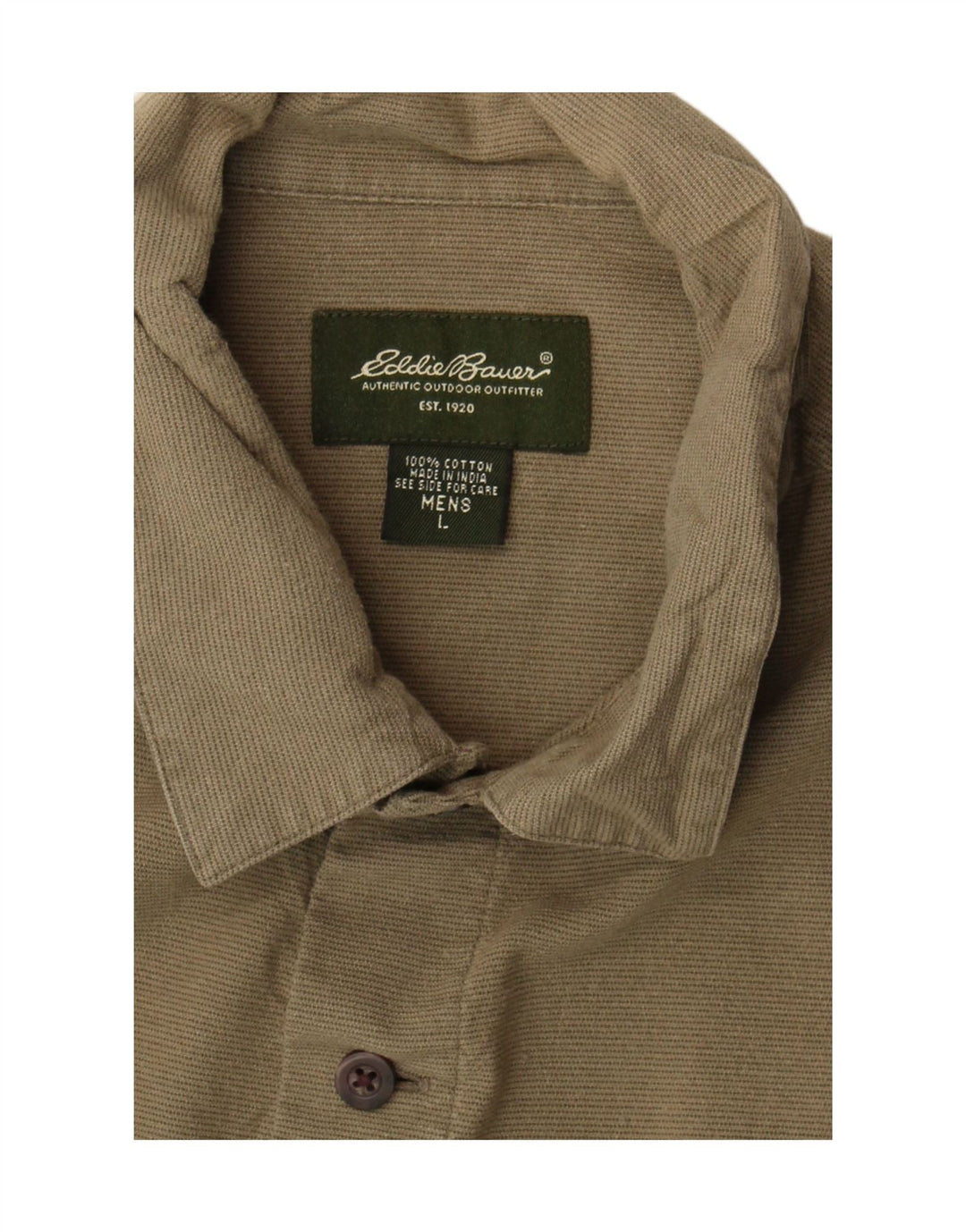 EDDIE BAUER Herren-Kurzarmhemd, groß, Khaki, Nadelstreifen, Baumwolle