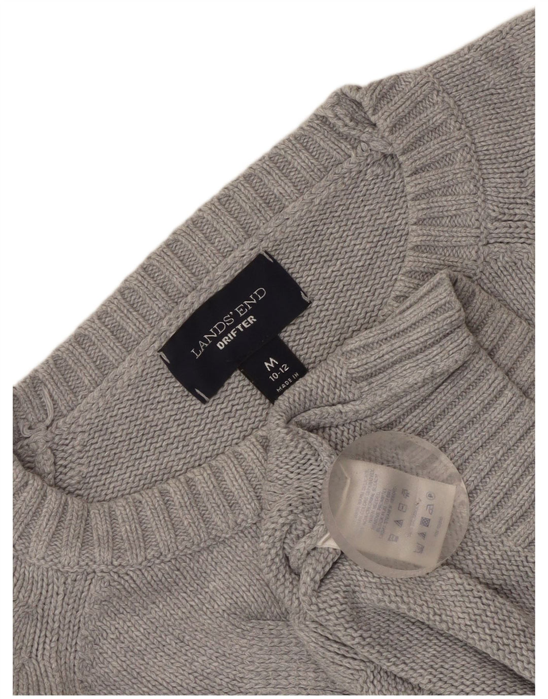 Lands End Damen Drifter U-Boot-Ausschnitt Pullover Pullover UK 10/12 Mittelgrau