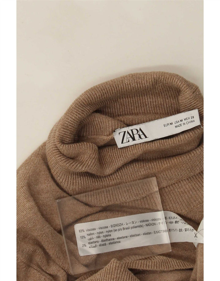 Rollkragenpullover für Damen von Zara, Gr. 12, mittelbeige Viskose