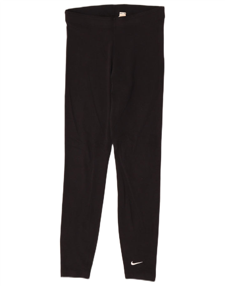 Nike Damen Leggings UK 8 Small Schwarz Baumwolle