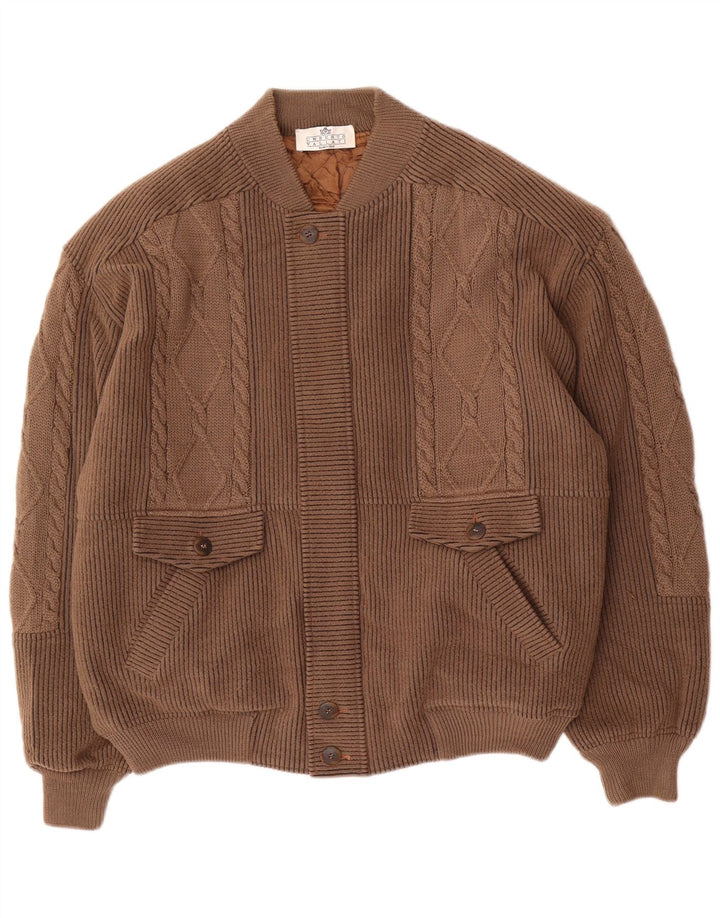 UMBERTO VALLATI Herren Strick-Bomberjacke IT 52 XL Braun Geometrisch