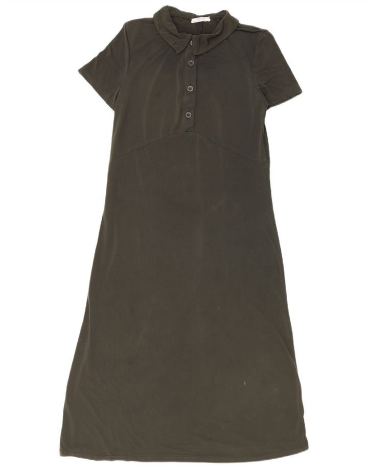 ZARA Damen Polokleid UK 12 Mittelgrün