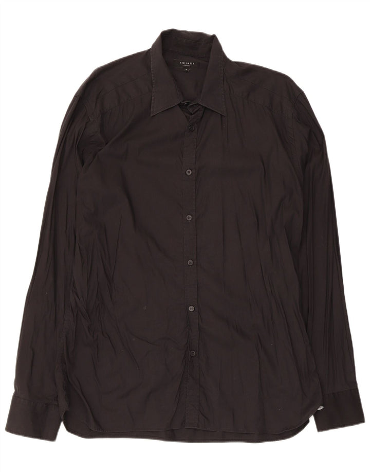Ted Baker Herrenhemd, Größe 5 XL, schwarze Baumwolle
