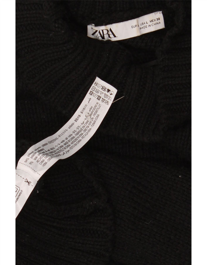Zara Damen-Pullover mit Rollkragen, übergroß, Größe 40, Schwarz