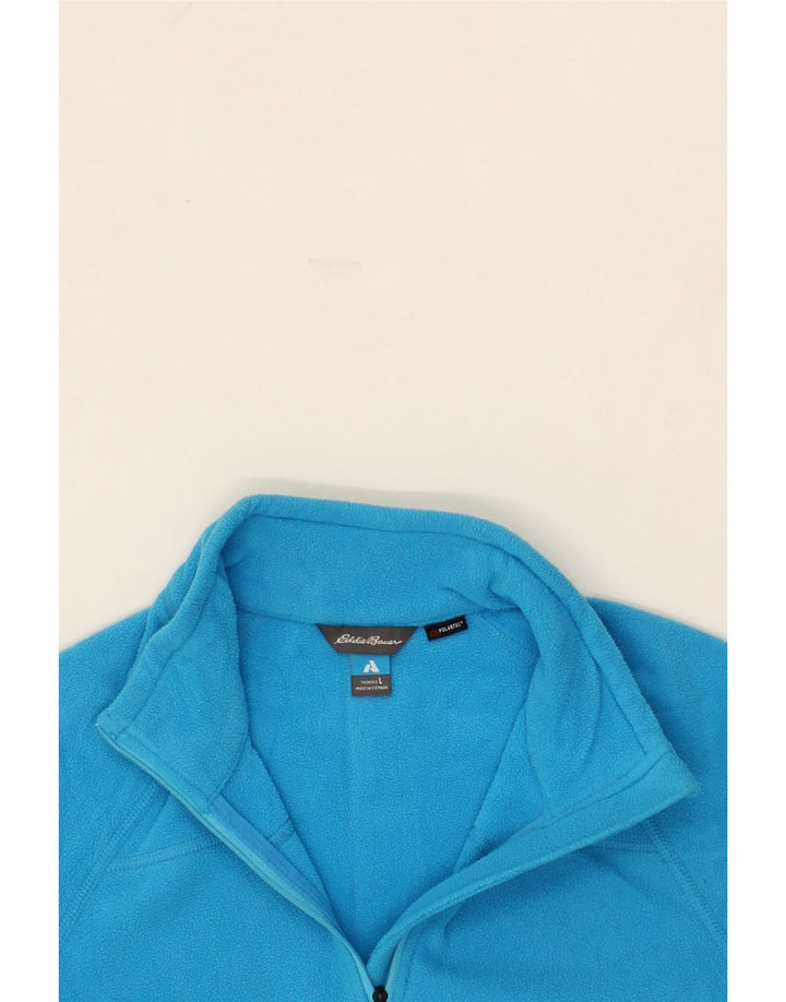 EDDIE BAUER Womens Zip Neck Fleece Jumper UK 16 Large Blue Polyester Vintage Eddie Bauer and Second-Hand Eddie Bauer from Messina Hembry 