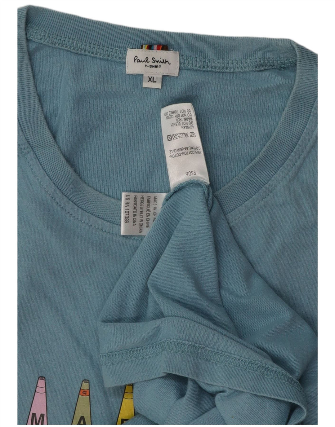 PAUL SMITH Herren Grafik T-Shirt Top XL Blau Baumwolle