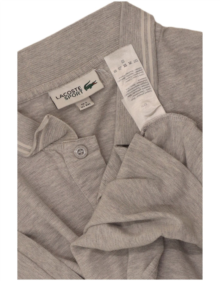 Lacoste Herren-Poloshirt, Größe 7 2XL, graue Baumwolle