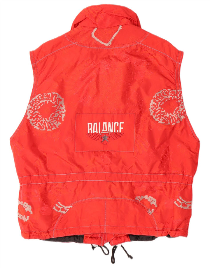 VINTAGE Herren-Gilet mit Grafik, UK 40, großes rotes Polyamid