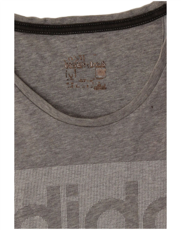 Adidas Herren Grafik T-Shirt Top Mittelgrau Farbblock