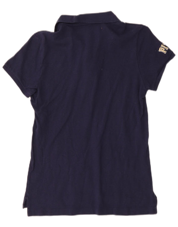 Ralph Lauren Skinny-Poloshirt für Damen, UK 14, mittelmarineblaue Baumwolle