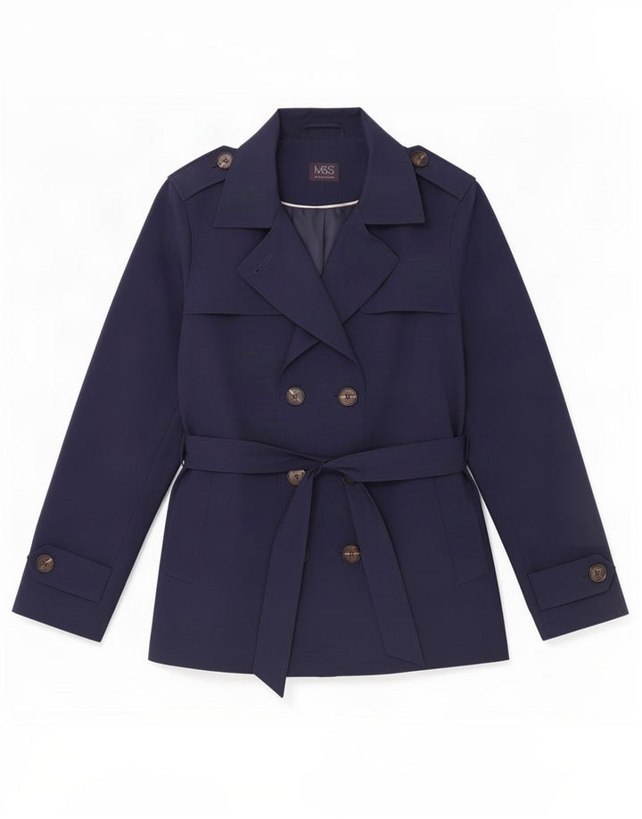 Marks & Spencer Damen Trenchcoat UK 12 Medium Marineblau Polyester