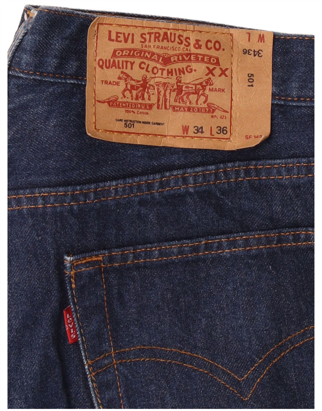 LEVI'S Herren 501 Straight Jeans W34 L36 Marineblau