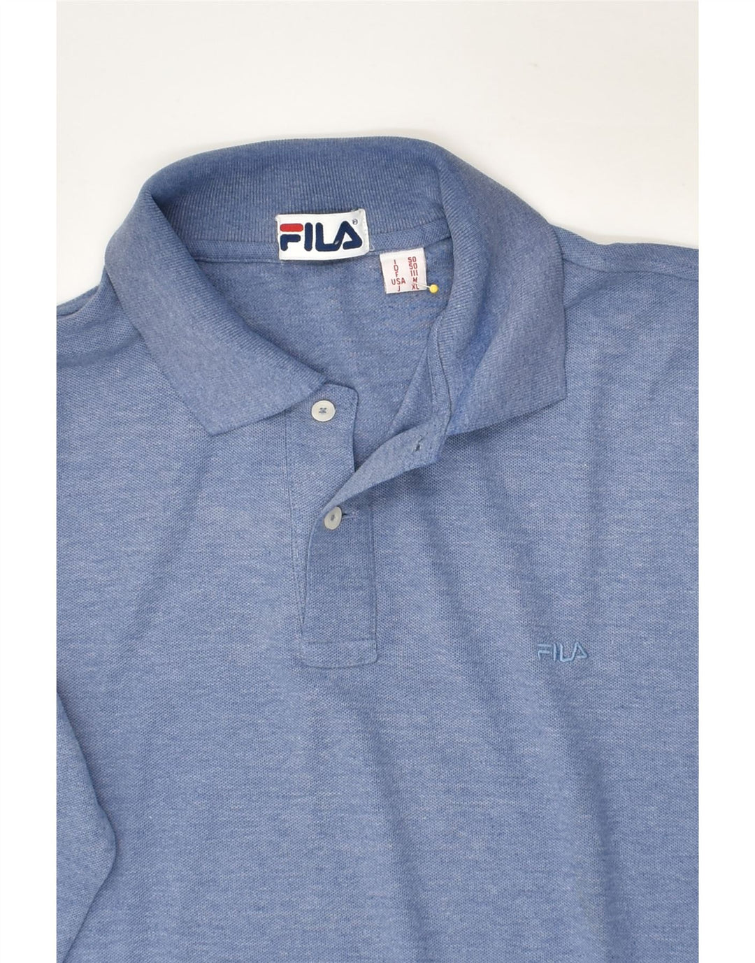 FILA Mens Long Sleeve Polo Shirt IT 50 Medium Blue Cotton | Vintage Fila | Thrift | Second-Hand Fila | Used Clothing | Messina Hembry 