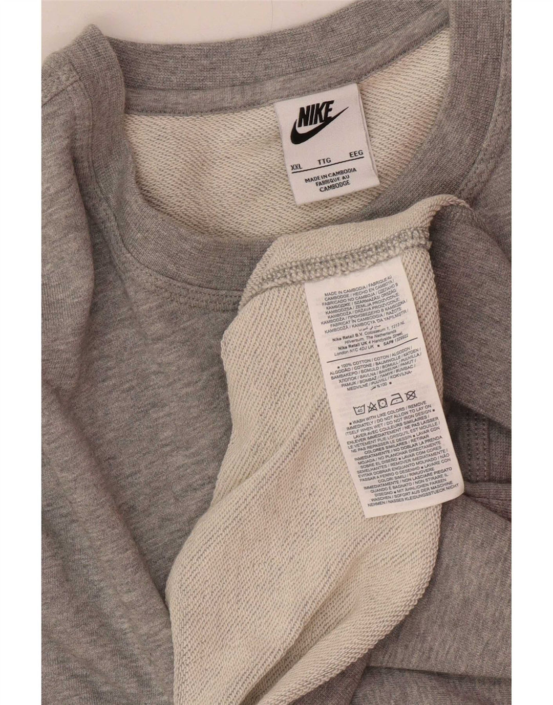 Nike Herren Sweatshirt Pullover 2XL Grau Baumwolle