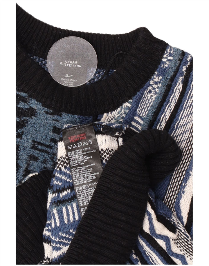 Urban Outfitters Herren-Pullover mit abstraktem Muster und Rundhalsausschnitt in Mittelblau