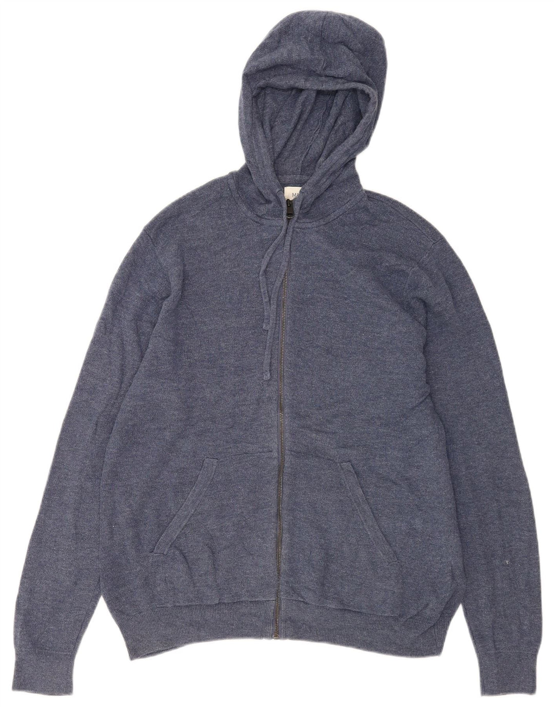 Marks & Spencer Herren-Cardigan mit Kapuze, mittelblaue Baumwolle