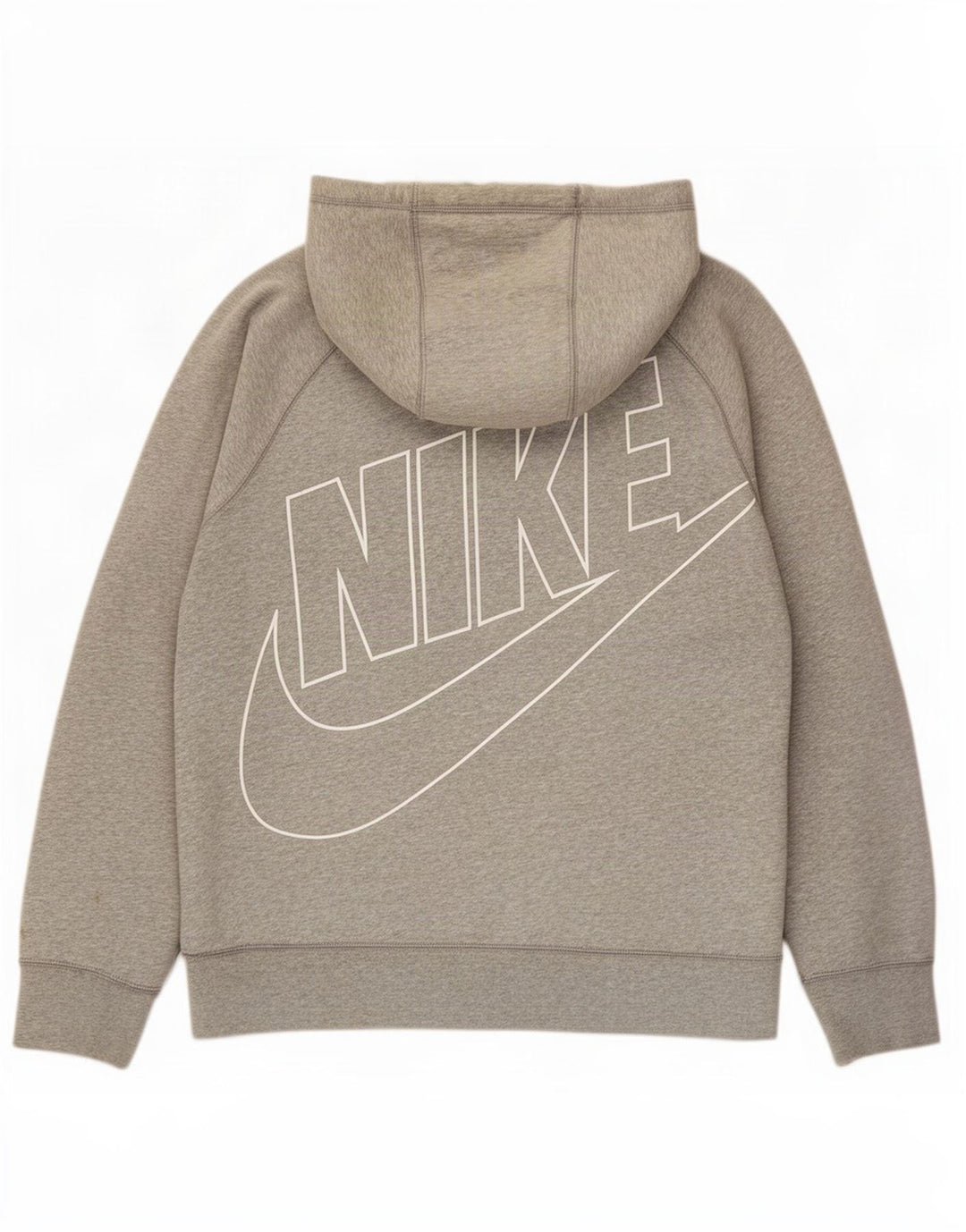 Nike Herren-Kapuzenpullover mit grafischem Reißverschluss, groß, graue Baumwolle
