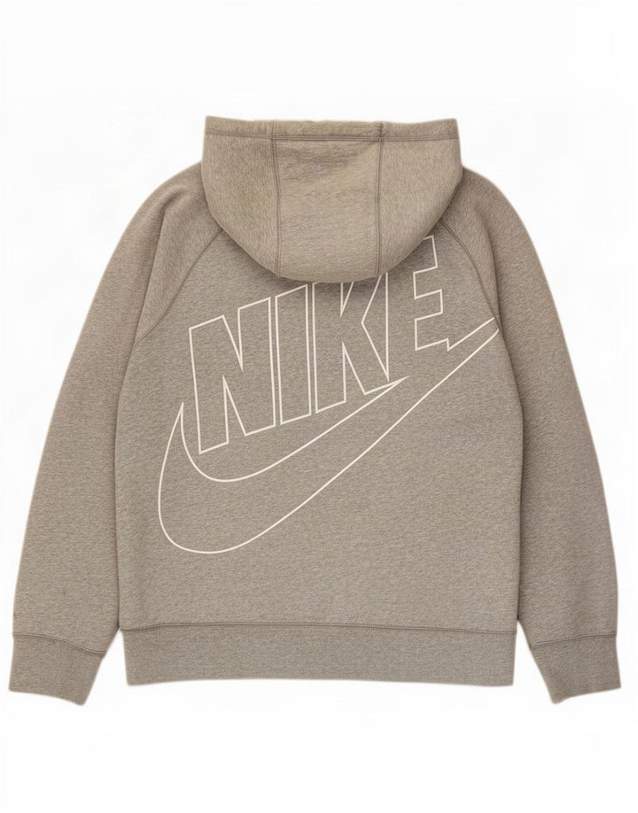 Nike Herren-Kapuzenpullover mit grafischem Reißverschluss, groß, graue Baumwolle