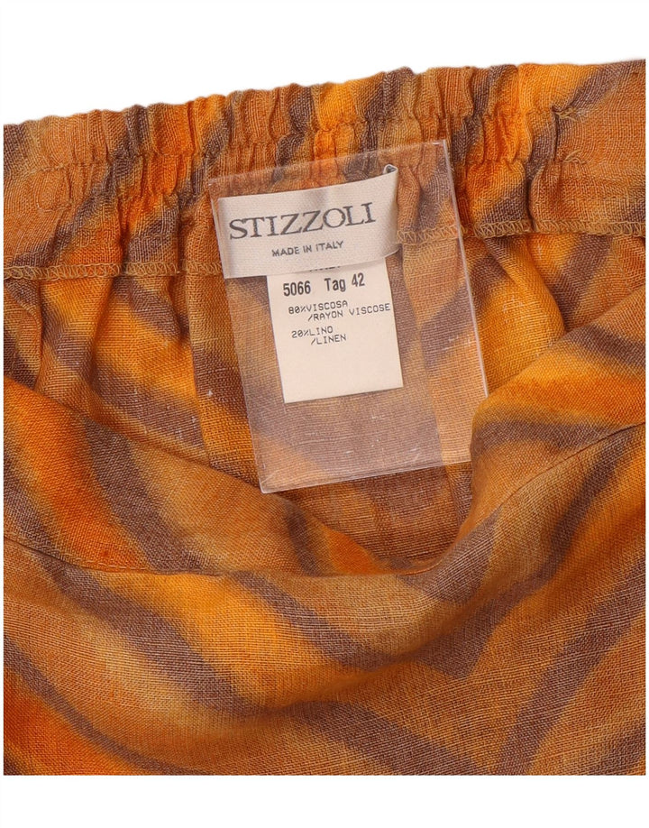 STIZZOLI Damen A-Linienrock IT 42 Medium W28 Orange gestreifte Viskose