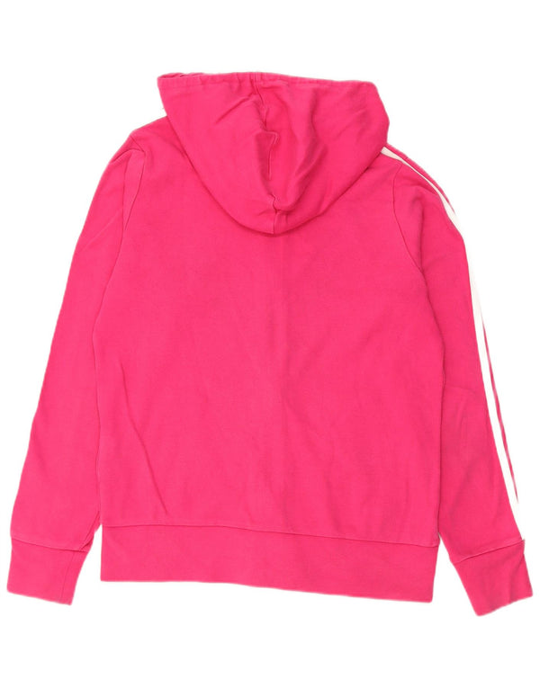 Adidas Damen Zip Hoodie Pullover UK 16 Große rosa Baumwolle