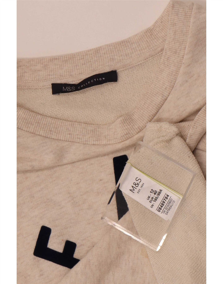 Marks & Spencer Grafik-Sweatshirtpullover für Damen UK 12 Mittelbeige mit Blumenmuster