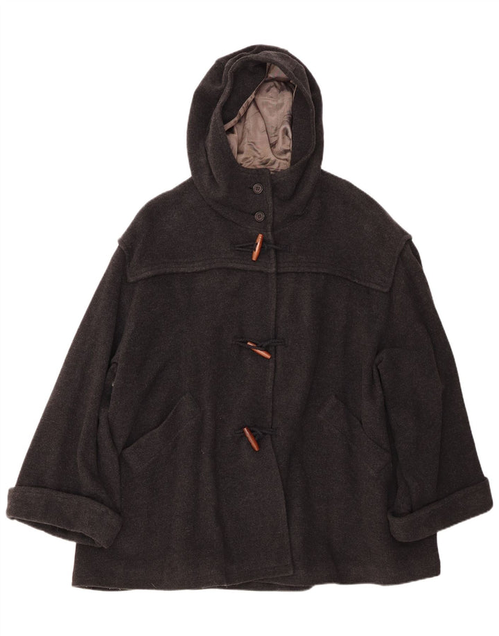 BENETTON Damen Übergroßer Dufflecoat mit Kapuze IT 42 Mittelgraue Wolle