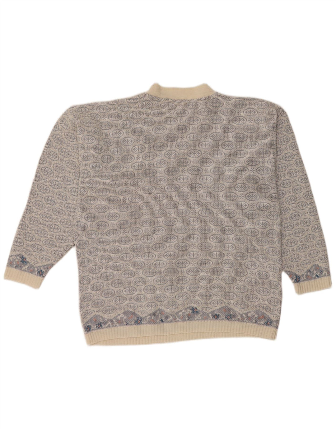 Vintage Herren Pullover mit Rundhalsausschnitt Mittelblau Fair Isle