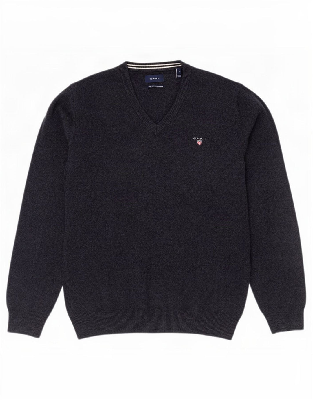Gant Herren-Pullover mit V-Ausschnitt, mittlere marineblaue Wolle