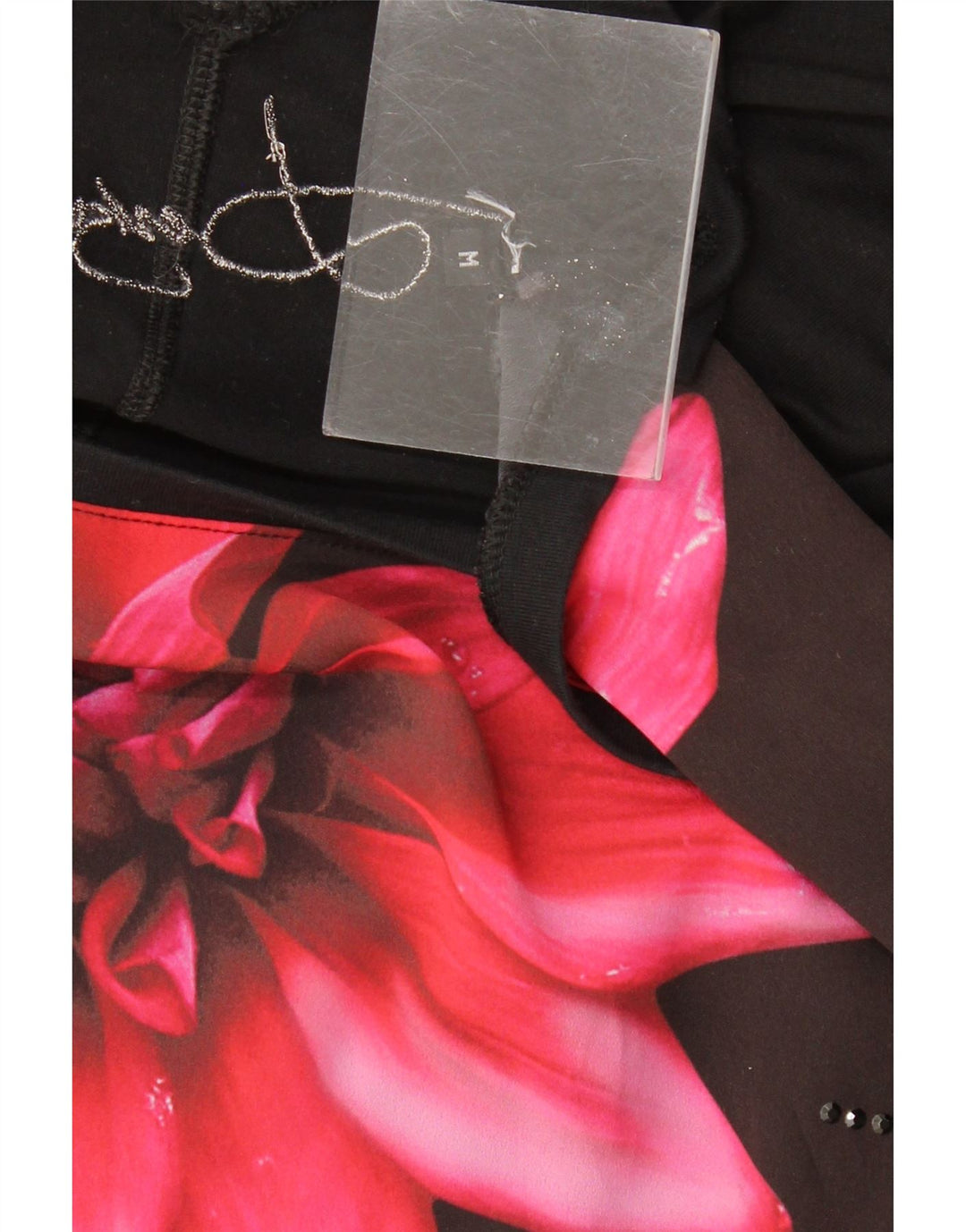 DESIGUAL Damen Übergroßes Grafik-T-Shirt-Oberteil UK 14 Mittelschwarz geblümt